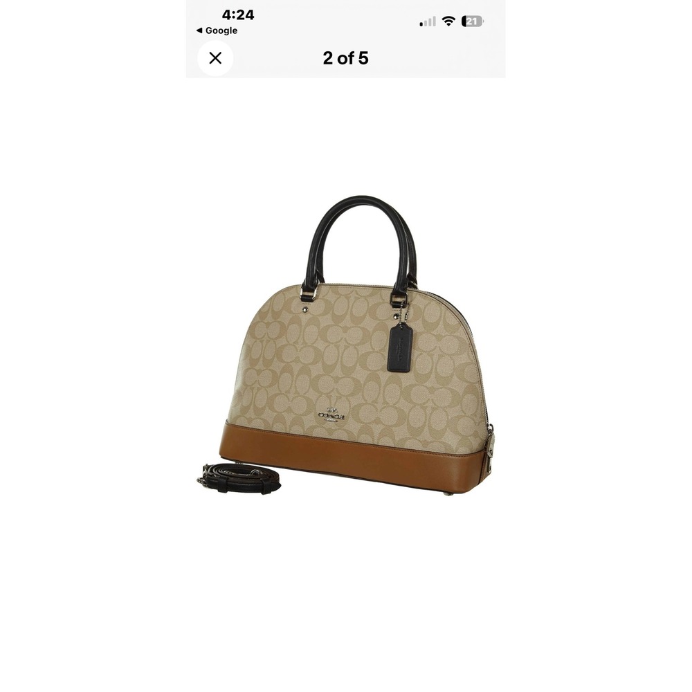Coach Signature Dome Satchel Handbag Purse Brown Beige Crossgrain Leather - Picture 2 of 7
